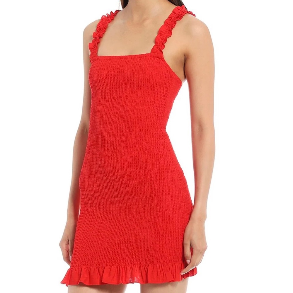 Gianni Bini Red Mia Smocked Mini Dress NWT